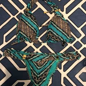 Vix by Paula Hermanny. Sz small. Teal tribal print